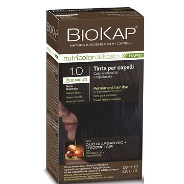 BIOKAP Delicato Rapid Barva na vlasy - 1.0 Přírodní černá 135 ml (8030243021137)