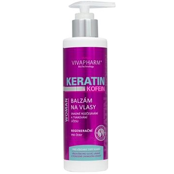 VIVACO Vivapharm Keratinový regenerační balzám na vlasy s kofeinem pro ženy 200 ml (8595635211225)