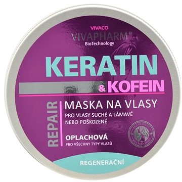 VIVACO Vivapharm KERATINOVÁ regenerační vlasová maska s kofeinem pro ženy 200 ml (8595635212857)