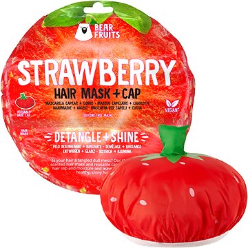 BEAR FRUITS Vlasová maska s čepicí Strawberry detangle shine - jahoda 200 ml (8001841659510)