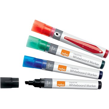 NOBO Liquid Ink Whiteboard Pens Chisel Tip, mix barev - balení 10 ks (1915386)