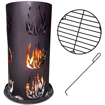Lex Dekorativní sud na oheň s roštem, pohrabáč , 80 cm (4039214904015)
