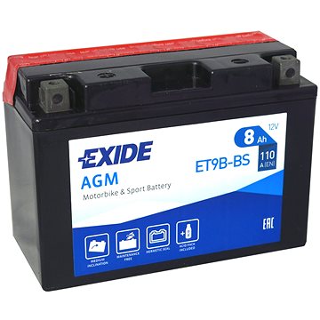 EXIDE ET9B-BS, 12V, 8Ah, 110A (ET9B-BS)