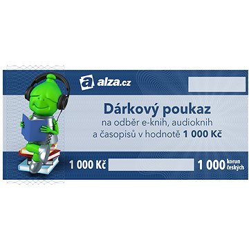 Elektronický dárkový poukaz Alza.cz na nákup e-knih, audioknih a časopisů v hodnotě 1000 Kč