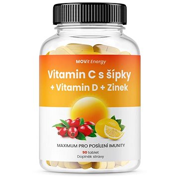 MOVit Vitamin C 1200 mg s šípky + Vitamin D + Zinek PREMIUM, 90 tbl. (8594202100313)