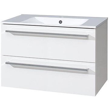 Bino koupelnová skříňka s keramickým umyvadlem, 80 cm, bílá/bílá (CN661)