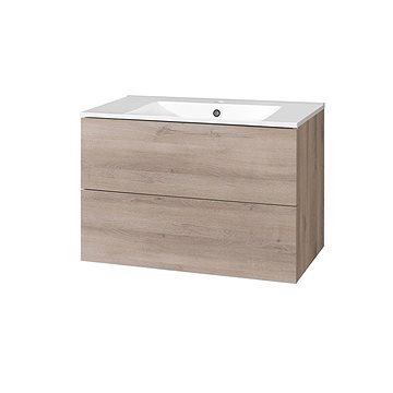 Aira, koupelnová skříňka s keramickým umyvadlem 80 cm, dub (CN721)