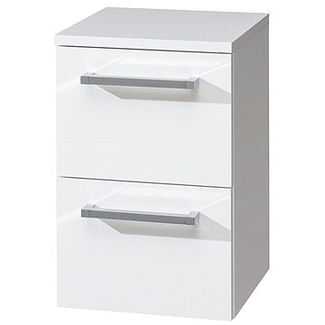 Bino koupelnová skříňka závěsná, spodní, bílá/bílá, 2 zásuvky (CN664)