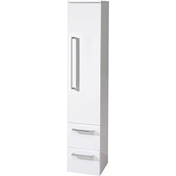 Bino koupelnová skříňka vysoká, závěsná bez nožiček, pravá, bílá/bílá (CN668)