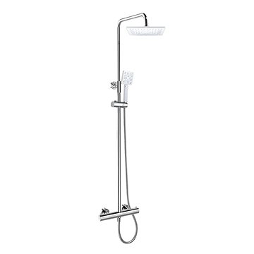 Mereo Termostatická nástěnná sprchová baterie s hadicí, ruční a talířovou hranatou sprchou 220x220mm