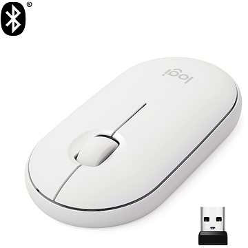 Logitech Pebble M350 Wireless Mouse, bílá (910-005716)