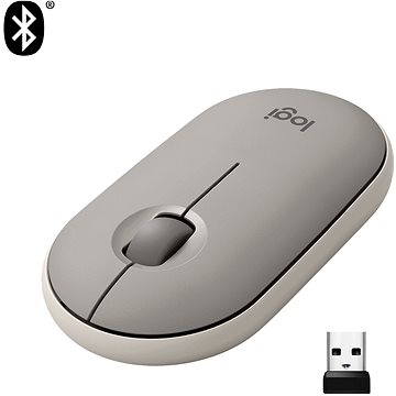 Logitech Pebble M350 Wireless Mouse, Almond Milk (910-006751)