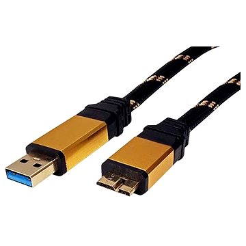 ROLINE Gold USB 3.0 SuperSpeed USB 3.0 A(M) -> micro USB 3.0 B(M), 0.8m - černo/zlatý (11028878)