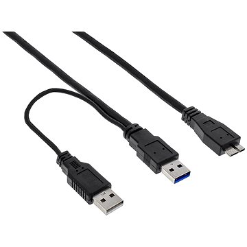 OEM USB SuperSpeed 5Gbps Y kabel 2x USB 3.0 A(M) - microUSB 3.0 B(M), 1m, černý (35410Y)