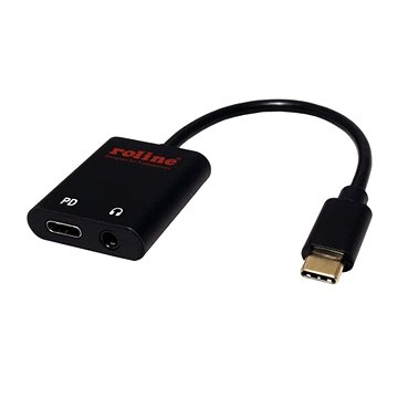 Roline Adaptér USB C(M) - 4 pólový jack 3,5mm audio + USB C(F) (PD), 0,13 m (12.03.3222)