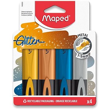 MAPED Fluo Peps Glitter Metal, 4 barvy (742000)
