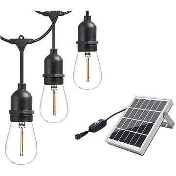 LEDSolar 10 solární řetěz s žárovkami, 10x E27 LED žárovky, iPRO, 6W, teplá barva (8595654701516)