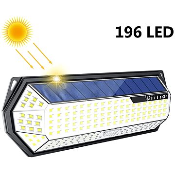 LEDSolar 196 solární venkovní světlo svítidlo, 196 LED se senzorem, bezdrátové, 4W, studená (8595654702063)