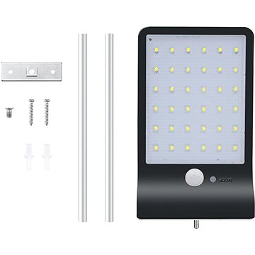 LEDSolar 36 nástěnná lampa s vysunutím černá, se sensorem, bezdrátové, 2,5 W, studená barva (8595654703534)
