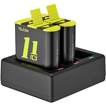 Telesin 3-slot nabíječka + 2 baterie set pro GoPro Hero 9/10/11 (TEL179803)