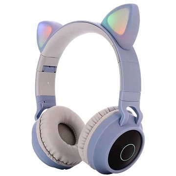 MG CA-028 bezdrátové sluchátka s kočičími ušima, modré (GJB56950)