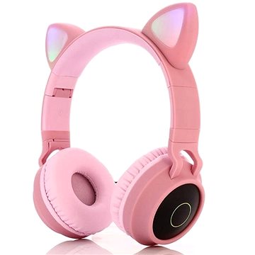 MG CA-028 bezdrátové sluchátka s kočičími ušima, růžové (GJB56967)