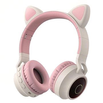 MG CA-028 bezdrátové sluchátka s kočičíma ušima, světlohnědé (GJB56981)