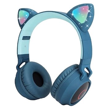 MG CA-028 bezdrátová sluchátka s kočičími ušima, navy modrá (GJB56998)