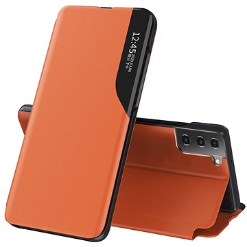 Eco Leather View knížkové pouzdro na Samsung Galaxy S21 Plus 5G, oranžové (HUR25083)