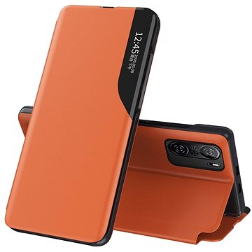 Eco Leather View knížkové pouzdro na Xiaomi Redmi K40 / Poco F3, oranžové (HUR31053)