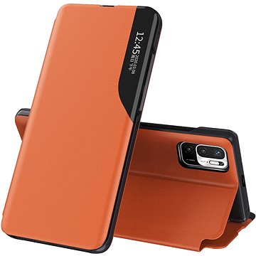 Eco Leather View knížkové pouzdro na Xiaomi Redmi Note 10 5G / Poco M3 Pro, oranžové (HUR31326)
