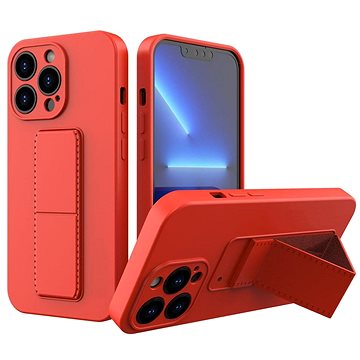 Kickstand silikonový kryt na iPhone 13 mini, červený (WOZ34266)