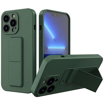 Kickstand silikonový kryt na iPhone 13 mini, zelený (WOZ34327)
