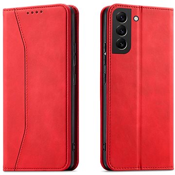Magnet Fancy knížkové kožené pouzdro na Samsung Galaxy S22 Plus, červené (HUR249970)