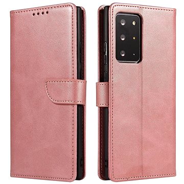 Magnet knížkové kožené pouzdro na Samsung Galaxy Note 20 Ultra, růžové (HUR21016)