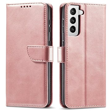 Magnet knížkové kožené pouzdro na Samsung Galaxy S21 Ultra 5G, růžové (HUR22358)