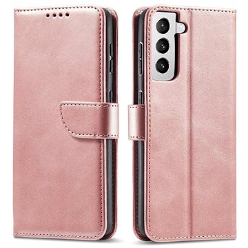 Magnet knížkové kožené pouzdro na Samsung Galaxy S22 Plus, růžový (HUR40809)