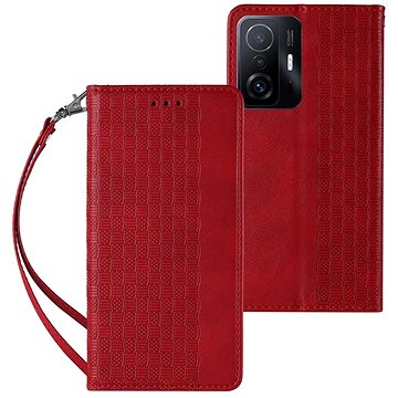 Magnet Strap knížkové kožené pouzdro na Samsung Galaxy A12 5G, červené (HUR250372)