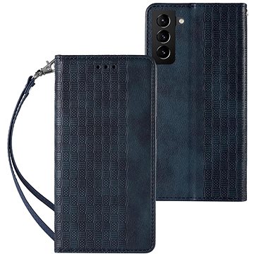 Magnet Strap knížkové kožené pouzdro na Samsung Galaxy S22 Plus, modré (HUR250631)