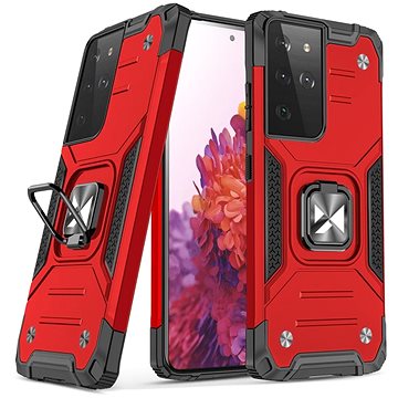 Ring Armor plastový kryt na Samsung Galaxy S22 Ultra, červený (WOZ39803)