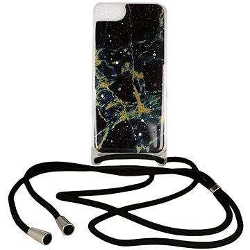Rope Glitter silikonový kryt se šňůrkou na iPhone 12 / 12 Pro, černý (UNI02786)