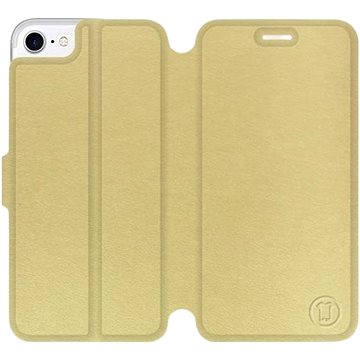 Flip pouzdro na mobil Apple iPhone 7 v provedení Gold&Gray s šedým vnitřkem (5903226012848)