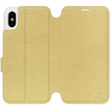 Flip pouzdro na mobil Apple iPhone X v provedení Gold&Gray s šedým vnitřkem (5903226012893)