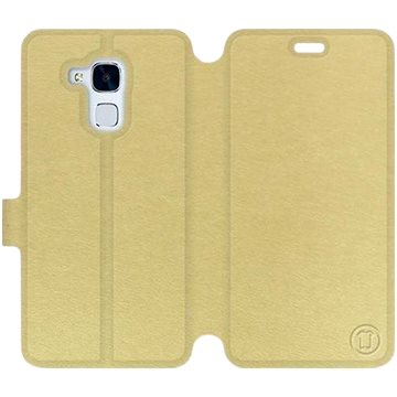Flip pouzdro na mobil Honor 7 Lite v provedení Gold&Gray s šedým vnitřkem (5903226013289)