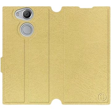 Flip pouzdro na mobil Sony Xperia XA2 v provedení Gold&Gray s šedým vnitřkem (5903226014859)