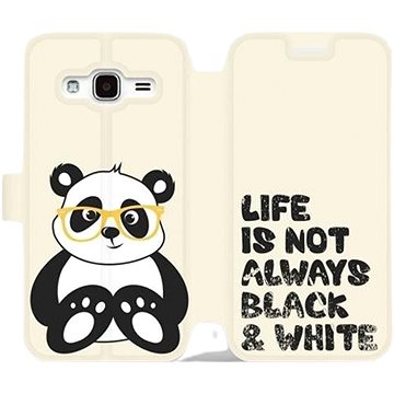 Flipové pouzdro na mobil Samsung Galaxy J3 2016 - M041S Panda - life is not always black and white (5903226049929)