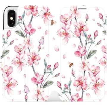 Flipové pouzdro na mobil Apple iPhone X - M124S Růžové květy (5903226074426)