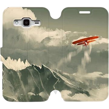 Flipové pouzdro na mobil Samsung Galaxy J3 2016 - MA03P Oranžové letadlo v horách (5903226148721)