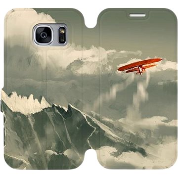Flipové pouzdro na mobil Samsung Galaxy S7 Edge - MA03P Oranžové letadlo v horách (5903226148912)