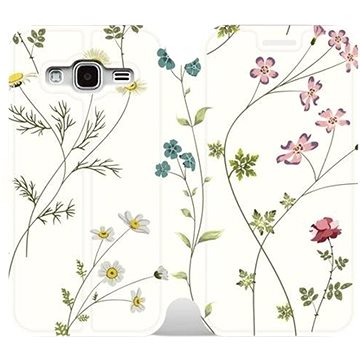 Flipové pouzdro na mobil Samsung Galaxy J3 2016 - MD03S Tenké rostlinky s květy (5903226179923)